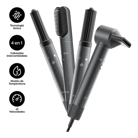 Secador de Pelo Moldeador I&oacute;nico 4 en 1 Cepillo Rizador Multi Styler Multifuncion Cabezales Femmto Ventus Styler