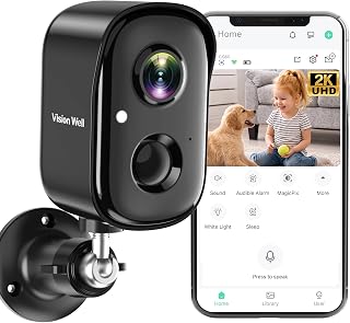 Security Cameras Wireless Outdoor, 2K Indoor Cameras for Home Security Battery Powered, AI Motion Detection, Color Night Vision, 2-Way Talk, Spotlight Siren Alarm, Cloud & SD Storage-Jet Black Camera