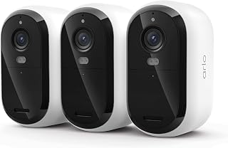 Security Cameras Wireless Outdoor - Arlo Essential Battery 2K (3rd Gen, Latest Version), Color Night Vision, Two-Way Audio, Home Security, Person/Package/Vehicle/Animal Detection, White - 3-Pack