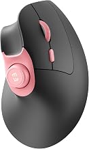 seenda MOU-302 Wireless Bluetooth Ergonomic Vertical Mouse with Volume Knob | Rechargeable 3-device mice for small/medium hands with quiet clicks, 1000/1600/2400 DPI for PC, laptop, MacBook, Black Pink