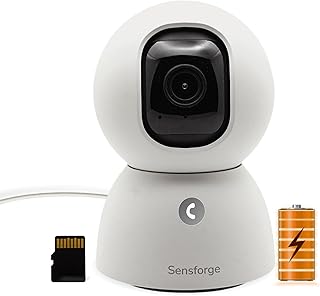 SensForge 2.5K Rechargeable Pan-Tilt Security Camera, 360&deg; Dual-Band WiFi Home Camera, Free AI Human & Pet Detection, 2-Day Cloud + 64GB SD Storage, Two-Way Talk, Optional AI + Storage Upgrade