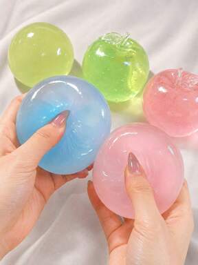 set /2pcs/pc Coconut Oil Slow Rebound Stress Ball, Ice Cream Apple Squeeze Toy, Soft And Fluffy, Relieves Anxiety, Suitable For Classroom Rewards, Party Favors, Round Malt Squeeze Stress Relief, Best Office Desk Stress Relief Tool, Suitable For Holiday Gi