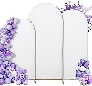 Set of 3 Wedding Arch Cover Stretchy Spandex Fabric Backdrop for Arch Stand | 7.2FT 6.6FT 6FT Ideal for Wedding Ceremony, Birthday Party, Baby Shower & Photo Booth Decoration (cover only)