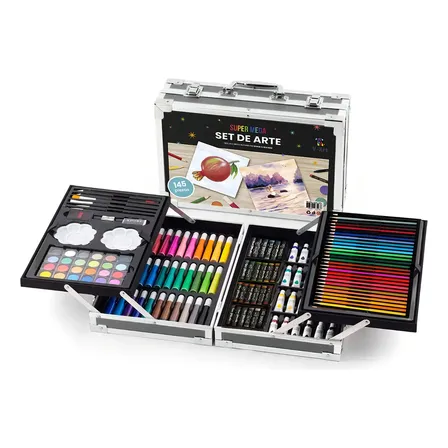 Set Arte Infantil Dibujo Fibra Malet&iacute;n Met&aacute;lico Valija X 145 Piezas V-Art By Vicky