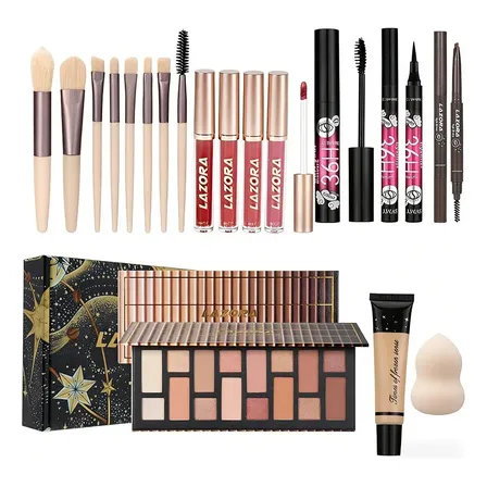 Set Maquillaje Completo Con Brochas Paleta Y Labiales