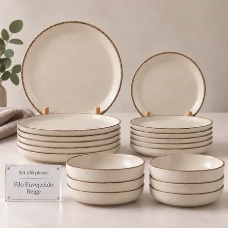 Set Vajilla Porcelana 18 Piezas Plato Playo Hondo Postre