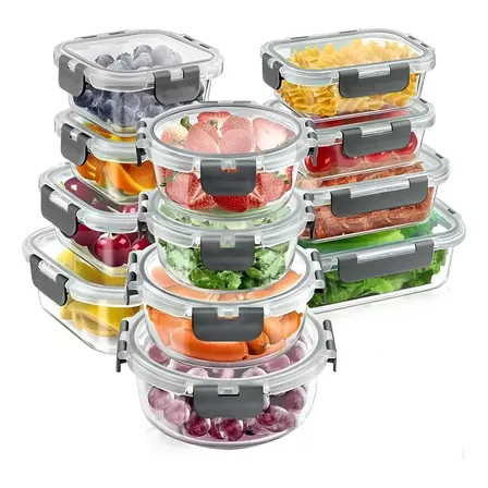 Set X12 Taper Hermetico De Vidrio Microondas Horno Freezer Heladera Sin Derrame Vianda Lunchera Levys Bazar Juego Recipientes Cocina