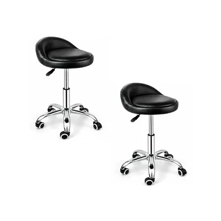 Set X2 Taburete Banqueta Para Esteticas Consultorios Tattoo con Resplado Giratoria Color Negro