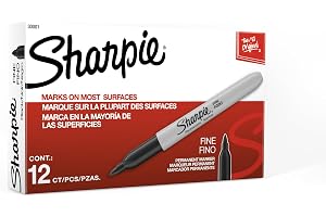 Sharpie Permanent Markers, Fine Tip, Black, 5 Count - Quick Drying, Fade Resistant