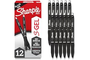 Sharpie S-Gel Gel Pens, Black Barrel, Medium Point (0.7mm), Black Gel Ink, 12 Count - Home, Office, School, Journaling, Writing, Note-Taking, Teacher Supplies