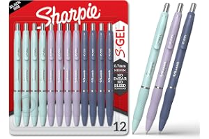 Sharpie S-Gel Gel Pens, Medium Point (0.7mm), Assorted Fashion Barrels, Black Ink, 12 Count - Office, Teacher, School Supplies