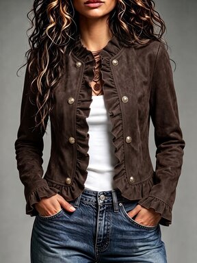 SHEIN Women's Solid Color Casual Versatile Daily Long Sleeve Jacket #WarmToneLayered