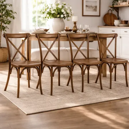 Silla Cross Back Thonet Color Madera Resina Pack X4 No Aplica Marr&oacute;n Claro
