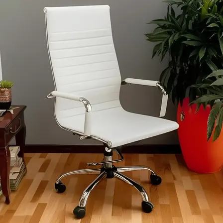 Silla De Oficina Aluminium Sillon Ejecutivo Respaldo Alto Blanco