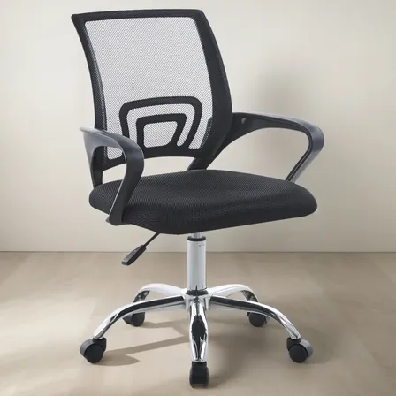 Silla De Oficina Escritorio Mesh Nay Negro Base Cromada Negro