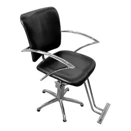 Silla De Peluquer&iacute;a Y Barber&iacute;a Teknikstyle Jpn Con Respaldo Reclinable Con Base Redonda Color Negro