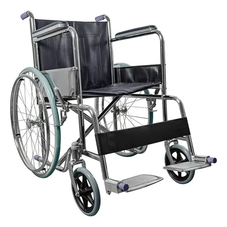 Silla De Ruedas Con Apoya Brazos Y Pedanas Fija Cromada 