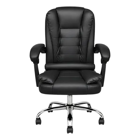 Silla Ergon&oacute;mica Oficina Ejecutiva Cromada Negra &Ouml;zil Negro Cuero Sint&eacute;tico