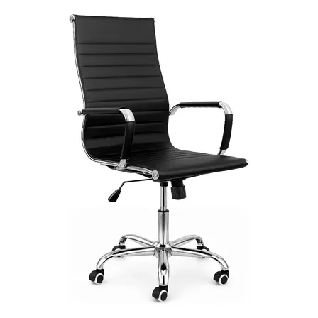 Silla Escritorio Oficina Ejecutiva Gerencial Reclinable Giratoria 150kg Cuero Sintetico Color Negro