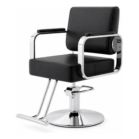 Silla Para Est&eacute;tica Peluquer&iacute;a Sill&oacute;n Barber&iacute;a Hidr&aacute;ulico Negro Fijo Redonda