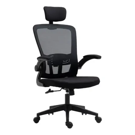 Silla Pc Escritorio Tela Mesh Apoya Brazo Rebatible Shremwood Negro