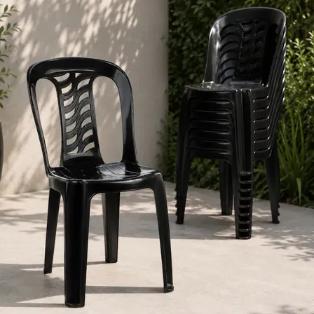 Silla Plastica Apilable Jardin X10 Bistro Negro Gardenlife Negro