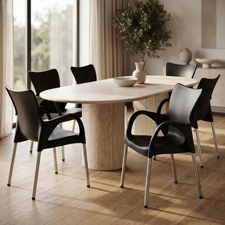 Silla Plastica Setubal X6 Apilable Patas De Aluminio Reforzada Comedor Interior Y Exterior Reforzada De Alta Calidad - Not Just Things