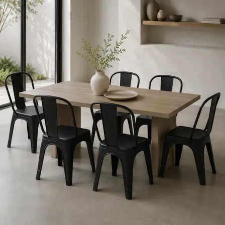 Silla Tolix X6 Fibra Importada Negro Estilo Industrial Negro