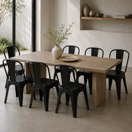 Sillas Tolix X8 Estilo Industrial Negro Fibra Importada Negro