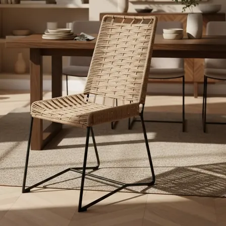 Sillas Tulum Entrelazada Respaldo Alto X2 Similyute Negro Beige