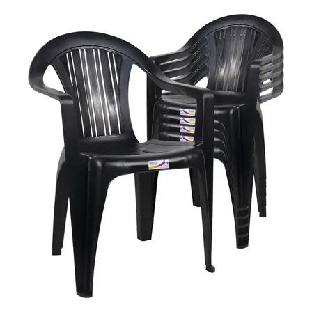 Sill&oacute;n Silla De Jard&iacute;n Pl&aacute;stico Reforzado Apilable X 10 Unidades Savoy Color Negro Para Tu Casa