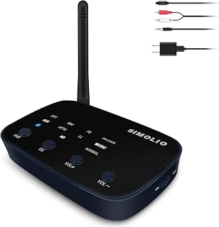 SIMOLIO Long Range HD Bluetooth Receiver for Home Stereo w/EQ & VOL Control, aptX Low Latency Bluetooth 5.0 Adapter Stereo Receiver for Music Streaming System with 3.5mm/RCA/Optical, JH-211
