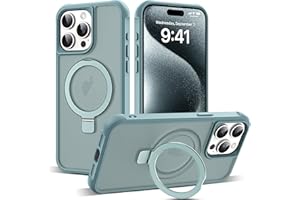 SKYLMW Compatible with iPhone 15 Pro Case with Invisible Magnetic O-Ring Stand Translucent Case for iPhone 15 Pro 6.1" [Compatible with MagSafe][Great Grip Feeling], Blue