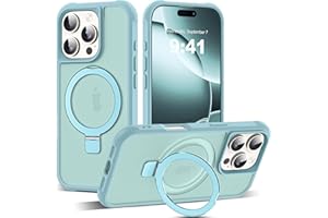 SKYLMW Compatible with iPhone 16 Pro Case with Invisible Magnetic O-Ring Stand Military-Grade Translucent Case for iPhone 16 Pro 6.3" [Compatible with Mag-Safe][Great Grip Feeling], Blue