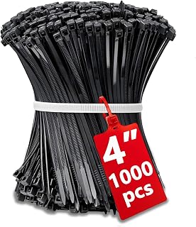 Small Black Zip Ties 4 Inch, 1000pcs Mini Cable Ties Thin Zipties 4 In Tiny Self Locking Plastic Tie Wraps Wire Ties for Cord Management