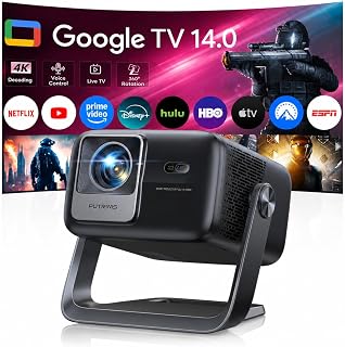 Smart 4K Support Projector [Google TV 14.0 & 360&deg; Stand] with WiFi 6, Bluetooth 5.4, HDR10, 30W Hi-Fi, AI Auto Focus, Outdoor Portable Short Throw Movie Projector for Home Theater Bedroom Ceiling