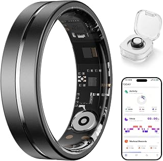 Smart Ring for Women Men, AI Health Fitness Tracker with Sleep, Heart Rate, Blood Oxygen, HRV, Stress, Gesture Photo, IP68 Waterproof, No Subscription, iOS Android (Matte Black,11)