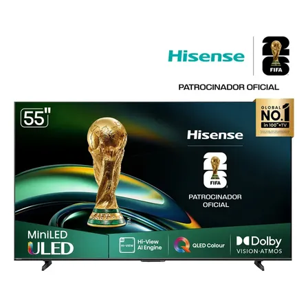 Smart TV Hisense Pantalla 55 55U6QV Mini LED 4K QLED Modo de juego Plus