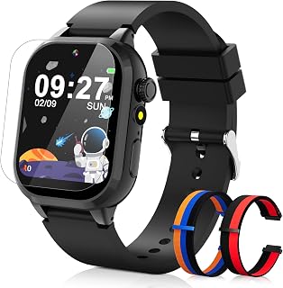 Smart Watch for Kids, Smart Watch Boys Toys with 40 Games Camera Video Recorder Music Alarm Learn Card Audiostory Flashlight Pedometer 2 Extra Bands Gift Toys for 3-12 Years Old Boys(Black)