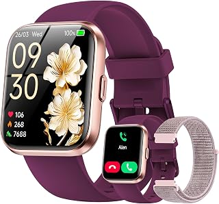 Smart Watches for Women, 1.85 Alexa Smart Watch for Android Phones/iPhones | Fitness Watches for Women with Heart Rate Monitor, Sleep/Health Tracker, Android Smart Watch with SMS/Calls/Reminders, Gift