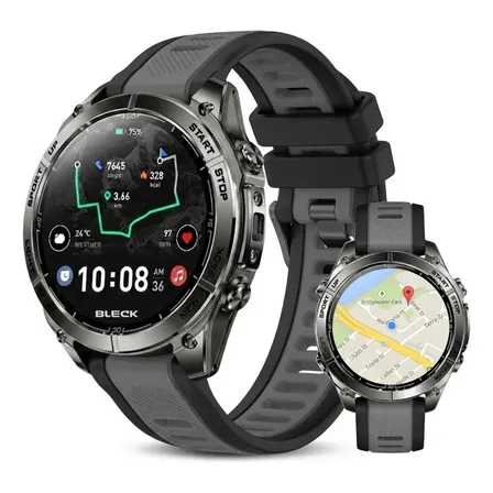 Smartwatch Bleck Halo Gps Mapas Offline Sumergible Hombre Negro Doble Malla
