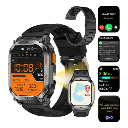 Smartwatch Dt09 Gps Reloj Inteligente Deportivo Br&uacute;jula Ip68 Negro
