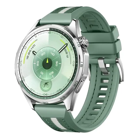 Smartwatch Huawei Watch Gt 6 46mm Reloj Inteligente Caja Plateado Malla Verde Bisel Plateado