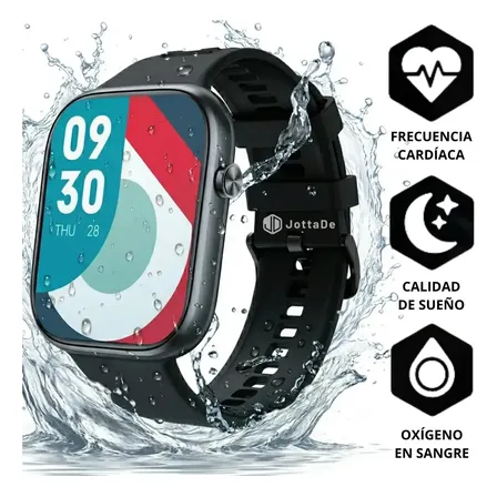 Smartwatch Jd Venecia Sport Bluetooth Llamadas Pantalla 1.96" T&aacute;ctil Malla Color Negro Resistente Al Agua Ip68