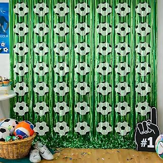 Soccer Birthday Party Decorations - Green White Streamers Backdrop Banner | Soccer Theme Party Favors Supplies Indoor Outdoor - World Soccer Cup 2026 Merchandise Accessories Decor for Wall Door