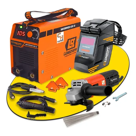 Soldadora Inverter Lusqtoff Iron100-8 Electrica + Amoladora Naranja/negro