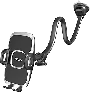 Solid Car Truck Phone Mount Holder with 14-Inch Gooseneck Long Arm | Windshield Window Mobile Holders w/Industrial-Strength Suction Cup, Anti-Shake Stabilizer Compatible All Cell Phones iPhone