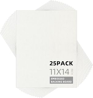Somime 25 Pack Embossed Backing Boards, 11x14 Uncut White Mat Boards | Acid Free Backer Boards Ideal for Photos, Pictures, Prints, Frames, and Artwork