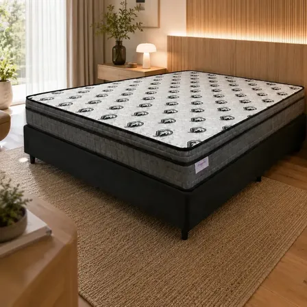 Sommier 2 Plazas Extra Firme Espuma Indeformable 110kg Lado Gris