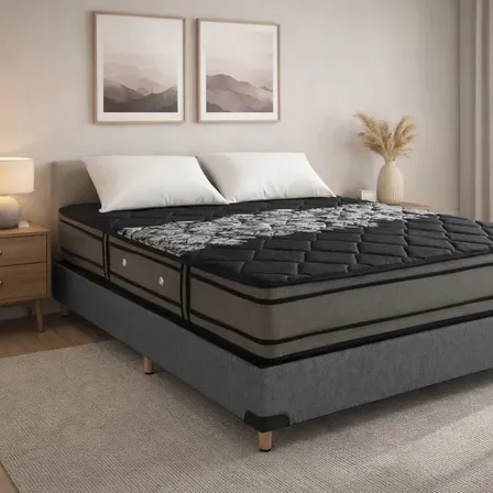 Sommier Viggo Magnum 140x190 Cm 300 Kg Alta Densidad Negro